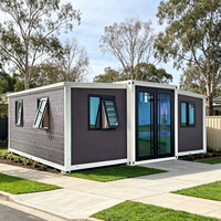 Maison conteneur préfabriquée portable en acier de 20 pieds, extensible, avec intérieur spacieux, 2 chambres, détachable, et salle de bain complète, idéale pour bureau