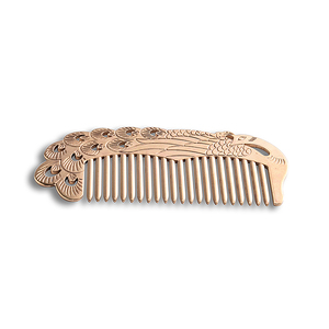 Peigne en laiton doré de style chinois de haute qualité avec logo personnalisé en forme de paon - Product Image 3