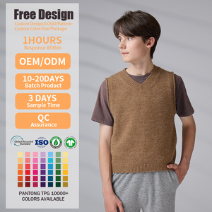Chaleco de Lana para Estudiantes, Chaleco sin Mangas con Cuello en V, Chaleco de Punto Informal para Niños, Fábrica de Suéteres ODM - Product Image 2