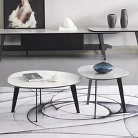 Zayshine Italien Minimaliste Blanc Base En Bois Massif Table Basse Microlite Comptoir Triangle Salon Meubles Ensemble Théière