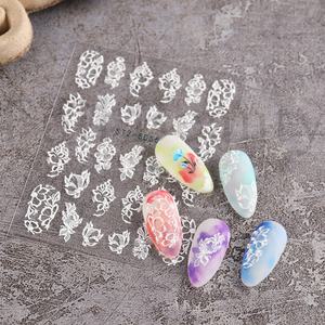Pegatinas de <span class=keywords><strong>Uñas</strong></span> Acrílicas 5D con Diseño de Flores, Encaje Blanco, Diseño Navideño, Adhesivos Florales Simples en Relieve, Accesorios para Decoración de <span class=keywords><strong>Uñas</strong></span> DIY - Product Image 6
