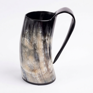 Vaso Artesanal de Cuerno de Búfalo con Asa, Diseño Vintage a Prueba de Fugas para Vino y Cerveza (Capacidad de 301-400 ml) - Product Image 1