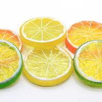 100 Buah 50Mm Anting Flatback Resin Oranye Lemon Hijau Lemon Kuning Liontin Panjang Perhiasan Buah Musim Panas Mode untuk Hadiah Anak Perempuan