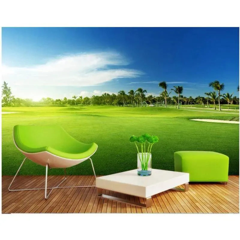 Mural fotográfico 3D personalizado, papel tapiz de campo de golf, Fondo de paisaje de pastizales, Mural de pared, papel tapiz para decoración del hogar y sala de estar