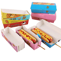 Boîte d'emballage en papier pour hot-dogs biodégradable, impression personnalisée en gros, gaufrage, matériaux recyclés pour les corn-dogs coréens