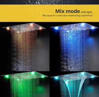 Système de douche thermostatique LED pour plafond de salle de bain, mural, avec fonction pluie, robinet de baignoire multifonction et douchette à main