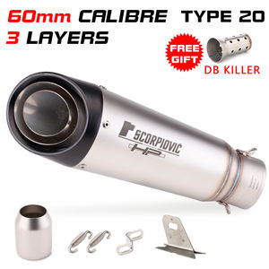 <span class=keywords><strong>Silencieux</strong></span> universel pour motos, 60mm, modifié <span class=keywords><strong>MT09</strong></span> Ninja400 CBR1000 Z1000 S1000RR, en acier inoxydable SC explosion Street tuyau d'échappement - Product Image 4