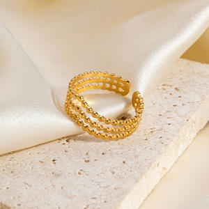 European American Style Stainless Steel <b>Ring</b> 18K Gold Plated Geometric Design Women's Jewelry Gift - Product Image 2