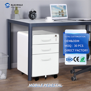 Archivador Metálico de Oficina con Ruedas, Pedestal Móvil de Acero con 3 Cajones - Product Image 2