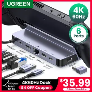 UGREEN USB C扩展坞至HDMI 4K60Hz RJ45 PD100W扩展坞，用于蒸汽甲板华硕ROG Ally Nintend开关MacBook USB集线器