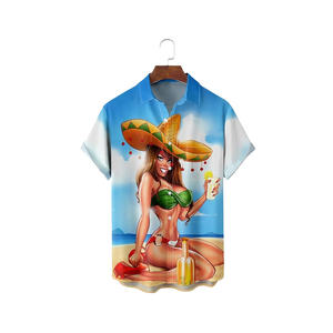 Camisetas de <span class=keywords><strong>estilo</strong></span> <span class=keywords><strong>Rockabilly</strong></span> para hombre: camisetas de manga corta de gran tamaño a la moda con estampado de balancín, diseño de solapa de un solo pecho - Product Image 4