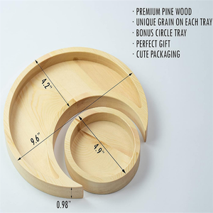 Organizador de almacenamiento de cristales de madera Soporte de cristal de madera maciza Bandeja de luna con exhibición de plato redondo - Product Image 5