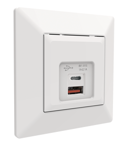 Fábrica nuevo modelo 12W cargador de teléfono 86*86 estándar de Europa montado en pared doble salida USB tipo C - Product Image 1