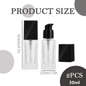 Wholesale Luxury 30ml 50ml Square Clear Frosted Serum Liquid Skincare Cosmetic Packaging <b>Glass</b> Foundation <b>Bottle</b> Dropper Reed - Product Image 2