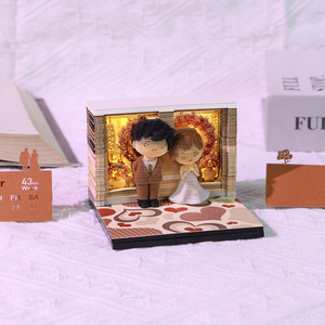 Cặp vợ chồng ngọt ngào 3D <span class=keywords><strong>Memo</strong></span> Pad tay xé cô dâu và chú rể mô hình hoa Vòng Hoa Trái Tim mô hình 3D lịch <span class=keywords><strong>Memo</strong></span> Pad cho món quà cưới - Product Image 4