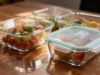 Récipient de nourriture en verre borosilicaté de vente chaude boîte à lunch avec couvercle stockage de nourriture étanche à l'air sûr du four