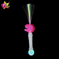 Nouveau produit 2025 jouets les plus populaires allument la baguette à Fiber optique de dinosaure avec des animaux en plastique vert brun jouet Led jouets