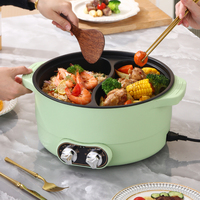 Casserole électrique à 2 compartiments avec cuve intérieure en céramique, 1600W, double commande, multifonction, pour la cuisine