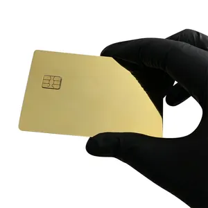 カスタムレーザー刻印24kゴールドクロームブランクATMビザメタルマスタークレジットカード、チップスロットエッチング磁気ストリップ付き