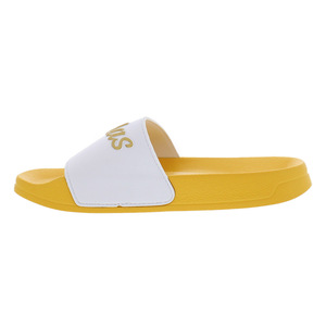 Zapatillas de Ducha para Mujer Adilette, Hechas en Vietnam, Talla 6, Blanco/Dorado Metálico/Dorado Intenso, Plantilla Plana de Plástico, Ligeras, a la Moda - Product Image 4