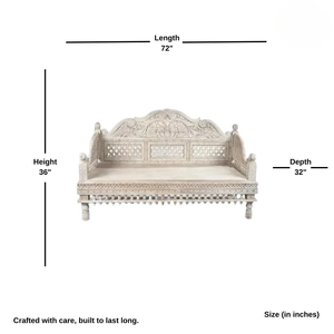 Elegant Jodhpuri Woods <b>Wooden</b> Deewan Solid Wood <b>Frame</b> Stylish Comfortable Seating Perfect For Living Room Lounge Modern Interior - Product Image 2