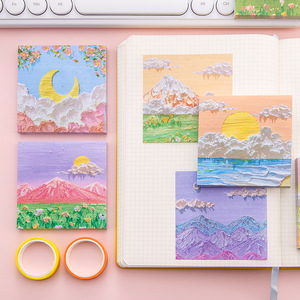 Blocchetti Adesivi Stile Pittura Paesaggistica, Memo Artistici Creativi, Note Completamente Adesive <span class=keywords><strong>per</strong></span> Diari, Agende, Decorazione Scrapbook - Product Image 3