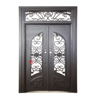 Porte principale en fer forgé Baodu / Porte en fer forgé et en verre / Design de grille de porte en fer