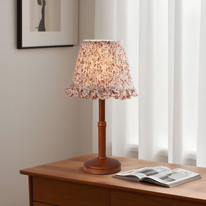 Japanese Style Fresh Romantic <strong>Small</strong> <strong>Table</strong> Lamp Bamboo Wood Fabic Shade AC Three-color Dimming Push Button Switch Apartment Lamp - Product Image 2