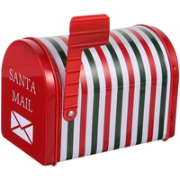 Boîte à lettres de Noël en métal avec drapeau, conteneur en fer blanc personnalisé pour bonbons, chocolats, cadeau de Noël pour enfants
