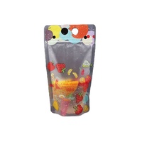 Pochette souple de 500 ml avec poignée de transport, fermeture éclair refermable, trou pour paille, en plastique de qualité alimentaire, pour jus, lait, thé