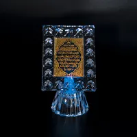 Fabrik Direkt verkauf Muslim Kristall Koran Buch Dekoration Benutzer definiertes Logo Islamische Geschenke Kristall Koran Buch Mit Glas basis