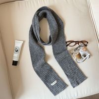 Écharpe longue et fine de style coréen minimaliste, imprimée par transfert thermique, légère, couleur unie, pour activités de plein air, automne-hiver, adulte