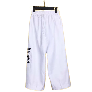 Pantalones de uniforme de entrenamiento de <span class=keywords><strong>Taekwondo</strong></span> ITF unisex personalizables Quteng, tela acanalada, transpirable y duradera, uniforme de <span class=keywords><strong>taekwondo</strong></span> ITF - Product Image 5