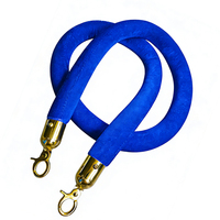 Corde de délimitation en velours bleu avec crochets dorés pour barrière de file d'attente de mariage, musée, hôtel
