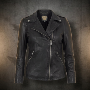FESHO WEAR TRADING Blouson de moto en peau de mouton véritable pour femme, collection Printemps 2014, toile cirée froissée souple, respirant et imperméable - Product Image 4