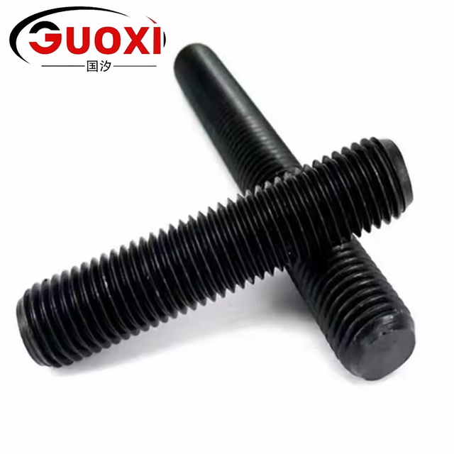 Manufacturer Custom ASTM A193 B7/A320 L7/42CrMo Flat Head Bolts with Full Threaded Studs and Heavy Hex Nuts BLACK Color