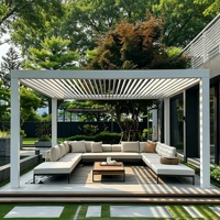 Pergola bioclimatique motorisée en aluminium avec lames orientables, étanche, anti-corrosion, toit électrique réglable pour jardin extérieur ou bord de piscine