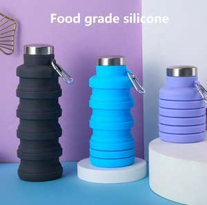 Bouteille d'eau pliable portable en silicone de 500ml de qualité alimentaire facile à transporter avec couvercle pour usage extérieur - Product Image 5