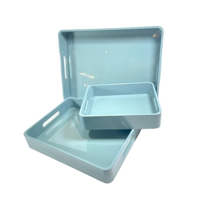 Premium Glossy Lacquer Serving Tray, Modern Wooden Ottoman Coffee Table Tray for <b>Decorative</b> Organizers - Product Image 4