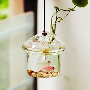 Fabrieksprijs Beste Verkoop Op Maat Gemaakte Creatieve Huisdecoratie Opknoping Glaswerk Kleine Vissenkom Plant Vaas - Product Image 1
