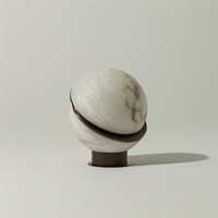 Lampe de table sculpturale en sphère d'albâtre naturel de style nordique moderne, personnalisable pour hôtel, villa, chambre, restaurant, décoration artistique, éclairage