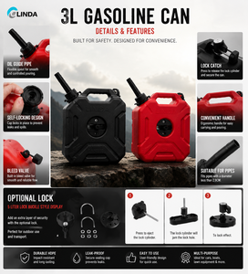 Nouvelle citerne à carburant verrouillable LINDA CE EPA <span class=keywords><strong>ERP</strong></span> 3L en HDPE pour Go Kart, ATV/UTV, Jeep, avec accessoires de montage - Product Image 4