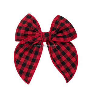 Horquillas con lazo de tela para niñas, accesorios para el cabello, horquillas con lazo de flores a cuadros para niños - Product Image 3