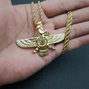 Collier pendentif zoroastrien en alliage de zinc, design ailé, bijoux de mode unisexe - Product Image 5