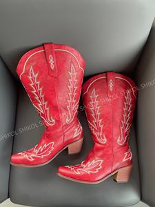 SHIKOL, <span class=keywords><strong>botas</strong></span> de vaquero para mujer, zapatos de fiesta extra anchos de pantorrilla para hermana, cuero para exteriores, Festival de música country, <span class=keywords><strong>botas</strong></span> hasta la rodilla, vaquera - Product Image 2