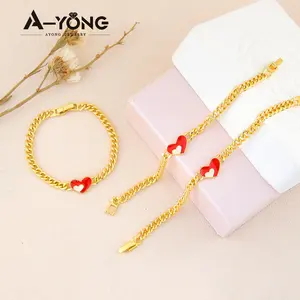 Latest Arrivals Copper 18k Gold Bracelet Designs Children Iced Cuban Link Bracelet Kids Bangle Bracelets