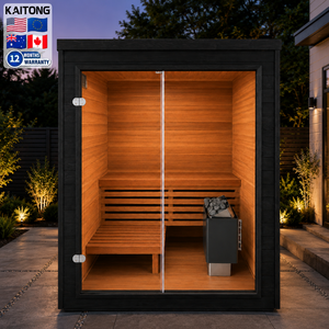 Sauna Exterior Moderna Tipo Cubo Kaitong Tradicional para 2, 3 o 4 Personas, Panorámica, <span class=keywords><strong>de</strong></span> Madera <span class=keywords><strong>de</strong></span> Hemlock, con Vapor Seco, para Villa - Product Image 1