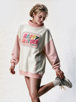 Nouvelle arrivée : Sweat-shirt pour femmes à col montant, longueur allongée, logo brodé personnalisé, sweat-shirt pour femmes