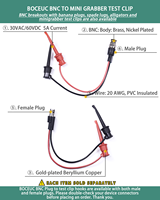 Cables de prueba BNC 5A personalizados NC (macho) a Mini Grabber Clip de prueba Cable de ruptura