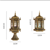 Lampe de table hexagonale marocaine en plastique avec bougies LED, lanterne portable faite à la main, suspension pour décoration de festival au Moyen-Orient